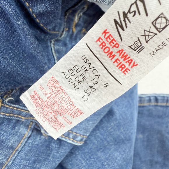 Nasty Gal Denim Jumpsuit Size 8 Long Sleeve Button Up Collar Womens‎ Blue Denim - Picture 4 of 11